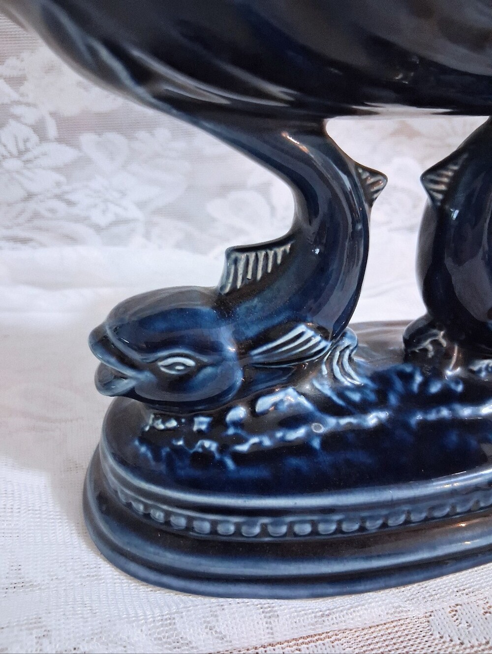 Vintage Devonway Kingsbridge Art Deco Fish Dish Bonbons Trinket Soap Cobalt Blue - Picture 9 of 12